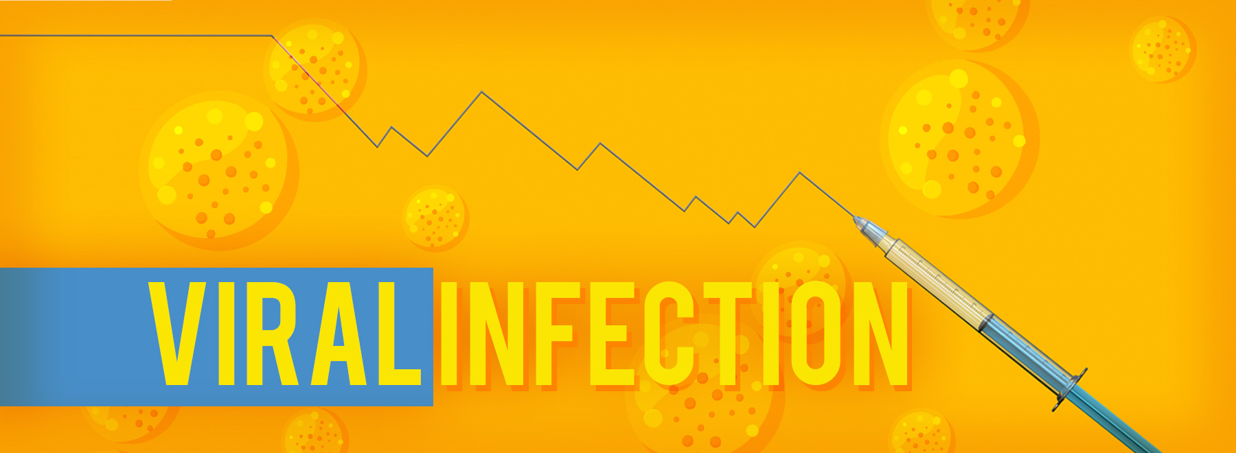 A yellow background featuring the text "Viral Infection," highlighting concerns over declining vaccination rates.